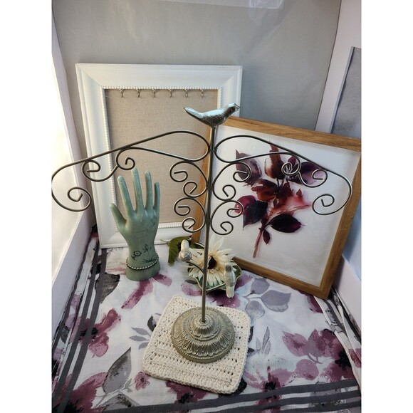 3 Birds White Cast Metal Jewelry Tree Stand Necklace Bracelet Display Holder - Picture 1 of 5